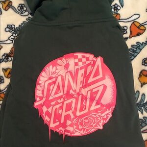 Dark forest green Santa Cruz skate zip up hoodie